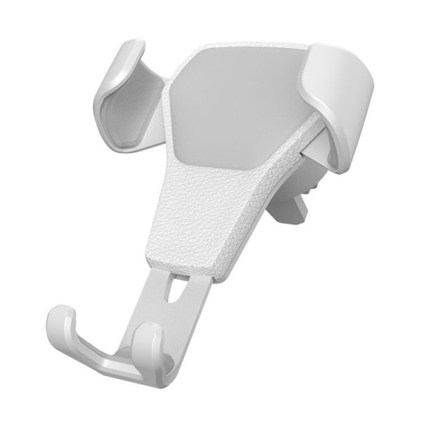 Litchi Texture Gravity Car Mount Phone Holder (White) - Image 2