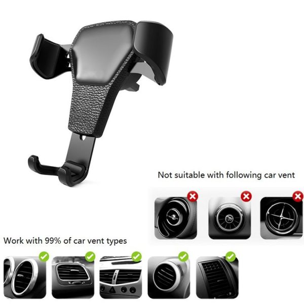Litchi Texture Gravity Car Mount Phone Holder (White) - Image 6