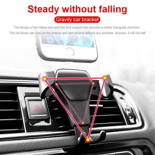 Litchi Texture Gravity Car Mount Phone Holder (White) - Image 8