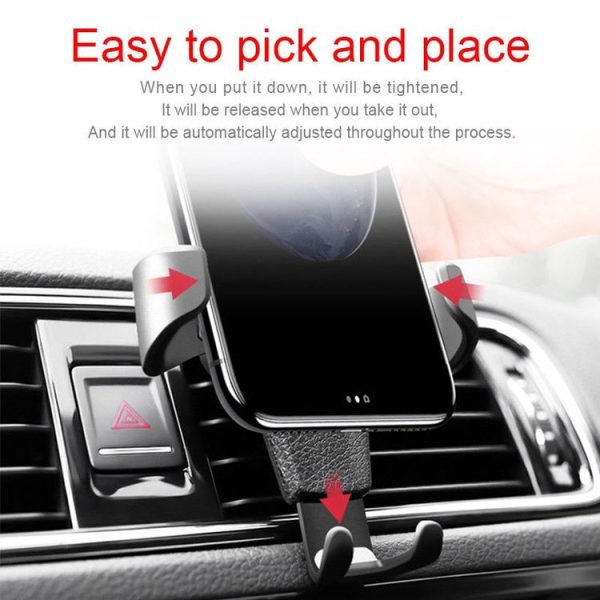 Litchi Texture Gravity Car Mount Phone Holder (White) - Image 9