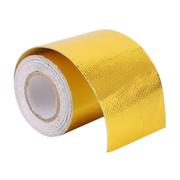 5m Exhaust Wrap Auto Motor Exhaust Heat Shield Aluminum Foil Paper Heat Resistant Wrap (Gold) - Image 2