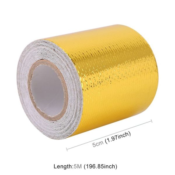 5m Exhaust Wrap Auto Motor Exhaust Heat Shield Aluminum Foil Paper Heat Resistant Wrap (Gold) - Image 4