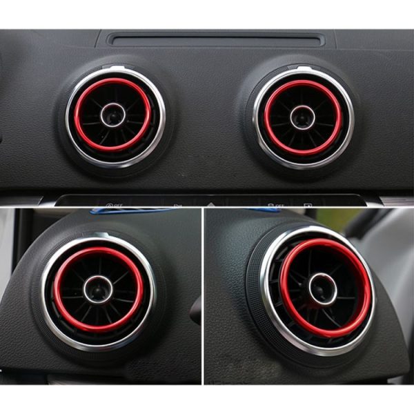 4 PCS Car Outlet Decorative Rings Aluminum Alloy Air Outlet Chrome Trim Ring Car Dashboard Air Vents Cover Sticker Decoration for Audi A3 (Magenta) - Image 10