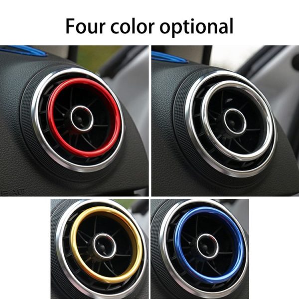 4 PCS Car Outlet Decorative Rings Aluminum Alloy Air Outlet Chrome Trim Ring Car Dashboard Air Vents Cover Sticker Decoration for Audi A3 (Magenta) - Image 9