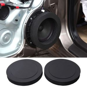 2 PCS Car Sound Insulation Speaker Soundproof Cotton with Self Adhesive Car Sound Insulation Cotton, Outer Diameter: 19.5 cm, Inner Diameter: 14.3 cm