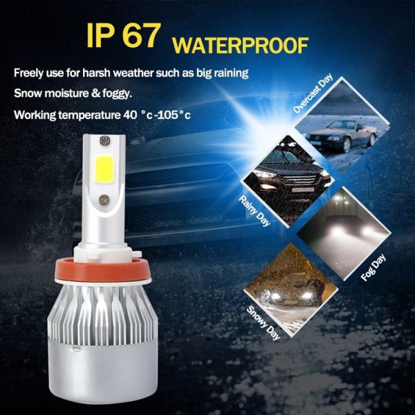 2 PCS H8 / H9 / H11 18W 1800 LM 8000K IP68 Casnbus Constant Current Car LED Headlight with 2 COB Lamps, DC 9-36V (Ice Blue Light) - Image 6
