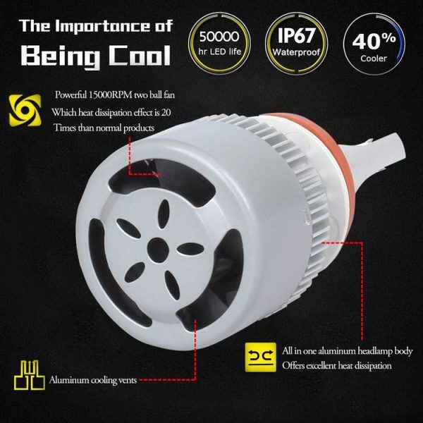 2 PCS H7 18W 1800 LM 8000K IP68 Casnbus Constant Current Car LED Headlight with 2 COB Lamps, DC 9-36V (Ice Blue Light) - Image 5