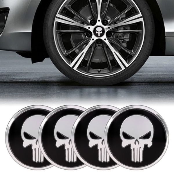4 PCS Car-Styling Skull Pattern Wheel Hub Decorative Sticker, Diameter: 5.8cm