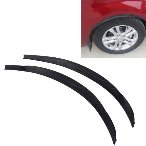 2 PCS 45cm Car Stickers Rubber Large Round Arc Strips Universal Fender Flares Wheel Eyebrow Decal Sticker Eyebrow Car-covers Black Striped Round Arc Strips