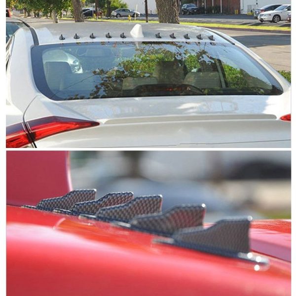 10 PCS Universal Car Carbon Fiber Shark Fin Diffuser Vortex Generator Roof Spoiler - Image 5