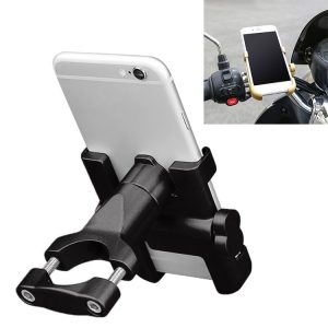 Motorcycle Handlebar Aluminum Alloy Phone Bracket, Suitable for 60-100mm Device (Black)