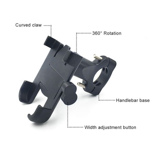 Motorcycle Handlebar Aluminum Alloy Phone Bracket, Suitable for 60-100mm Device (Black) - Image 3