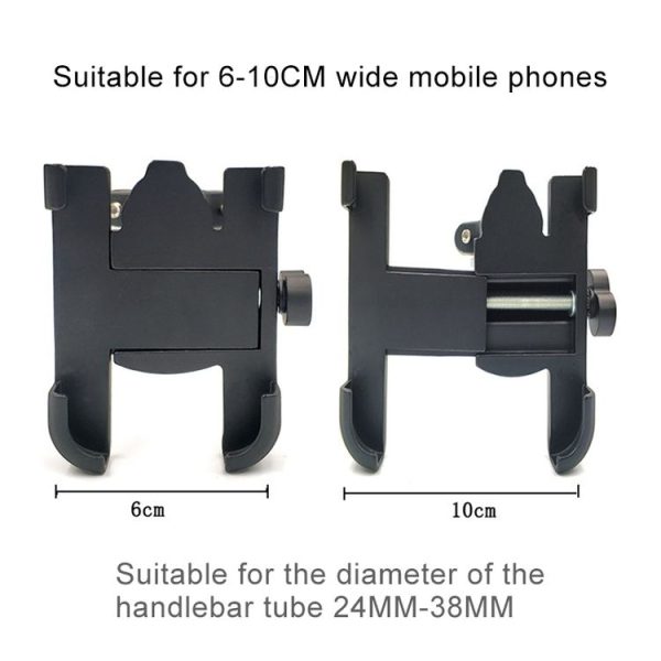 Motorcycle Handlebar Aluminum Alloy Phone Bracket, Suitable for 60-100mm Device (Black) - Image 5