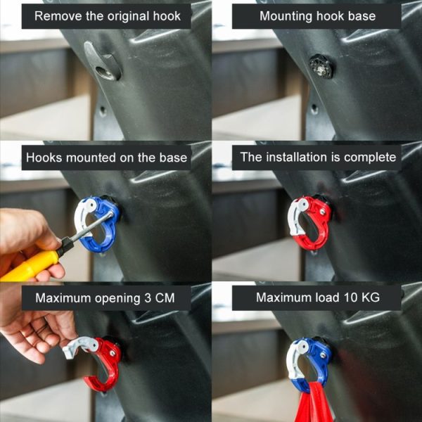 Durable Aluminum Alloy Bag Hook for Motorcycle / Bicycle (Red) - Image 7