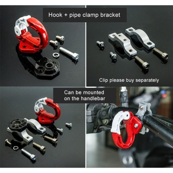 Durable Aluminum Alloy Bag Hook for Motorcycle / Bicycle (Red) - Image 8