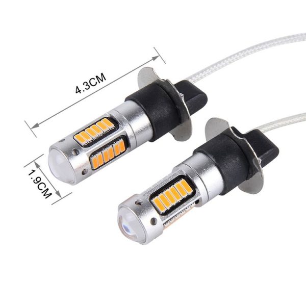 2 PCS H3 10W 30 SMD-4014 LEDs Car Fog Light, DC 12V (Orange Light) - Image 2