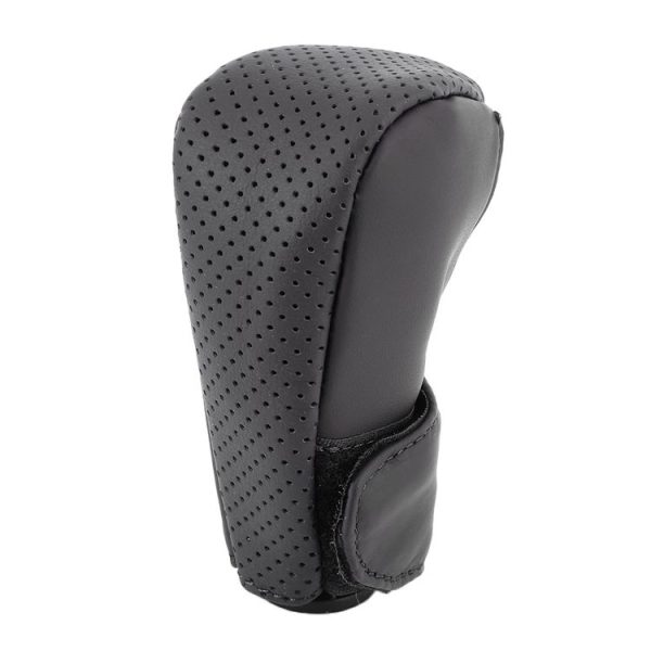 Universal Nonslip Breathable Genuine Leather Car Gear Shift Knob Cover (Black) - Image 2