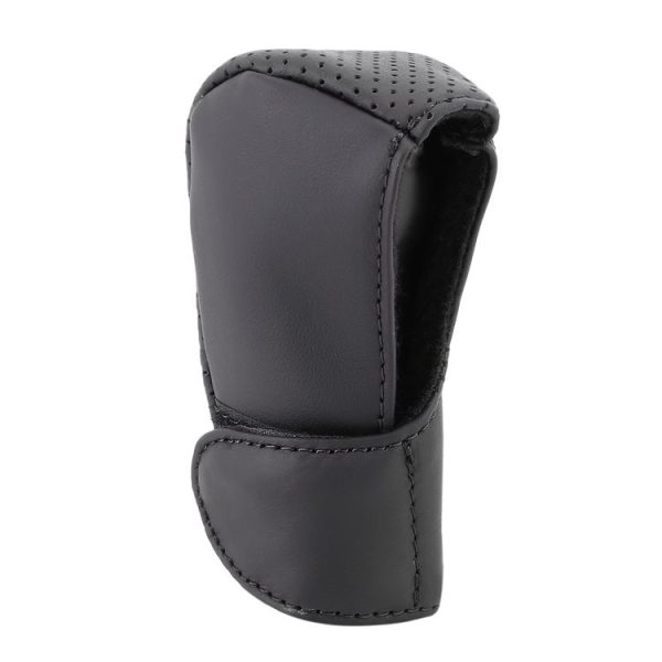 Universal Nonslip Breathable Genuine Leather Car Gear Shift Knob Cover (Black) - Image 3