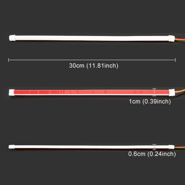 2 PCS 30cm DC12V 3.2W Ultra-thin Car Auto Double Colors Turn Lights / Running Lights (Turn Lights: Yellow Light; Running Lights: White Light) - Image 3