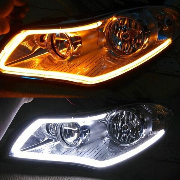 2 PCS 30cm DC12V 3.2W Ultra-thin Car Auto Double Colors Turn Lights / Running Lights (Turn Lights: Yellow Light; Running Lights: White Light) - Image 9