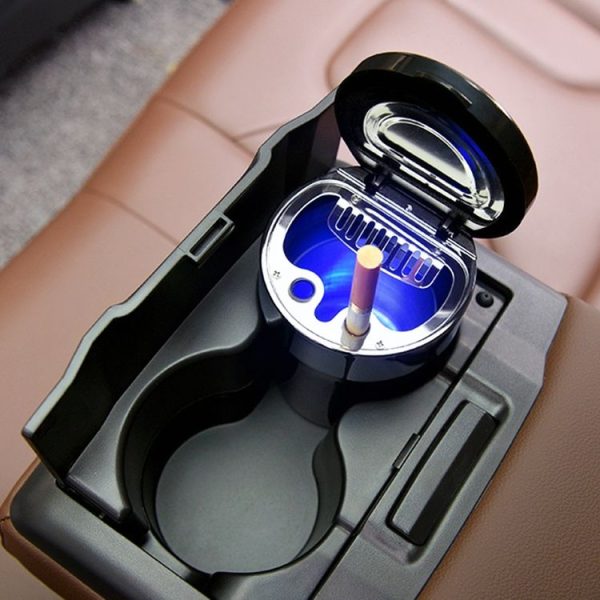 Multi-function Portable Creative LED Car Cigarette Ash Tray Ashtray with Clock (Silver) - Image 12