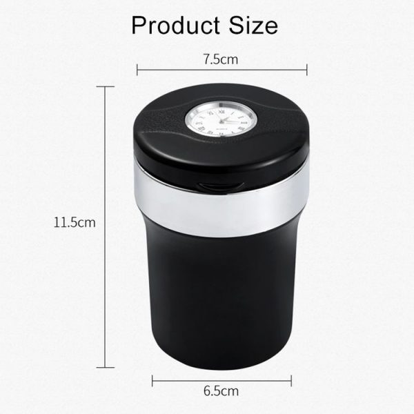 Multi-function Portable Creative LED Car Cigarette Ash Tray Ashtray with Clock (Silver) - Image 4