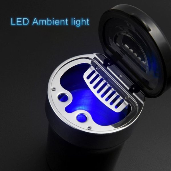 Multi-function Portable Creative LED Car Cigarette Ash Tray Ashtray with Clock (Silver) - Image 8