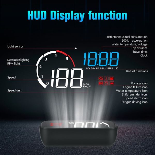 M10 3.5 inch Universal Car OBD2 HUD Vehicle-mounted Head Up Display (Blue) - Image 3