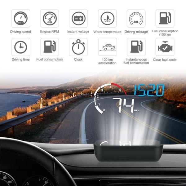 M10 3.5 inch Universal Car OBD2 HUD Vehicle-mounted Head Up Display (Blue) - Image 5