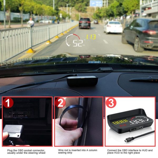 M10 3.5 inch Universal Car OBD2 HUD Vehicle-mounted Head Up Display (Blue) - Image 6