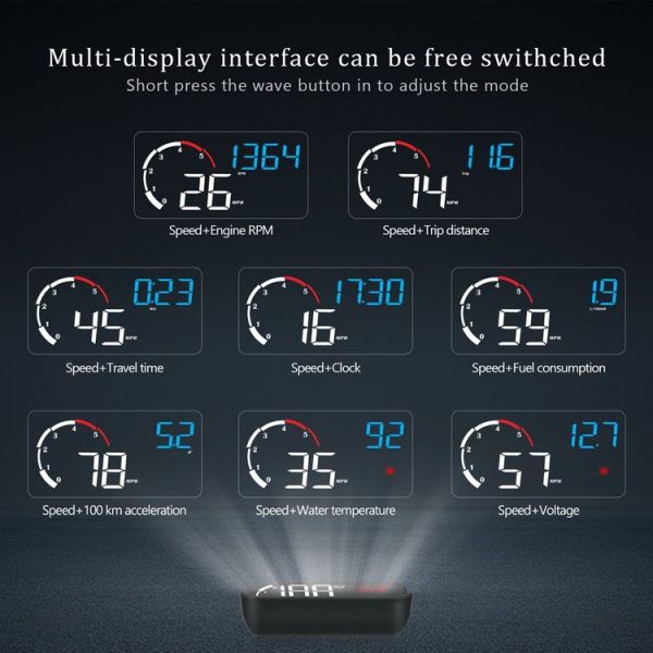 M10 3.5 inch Universal Car OBD2 HUD Vehicle-mounted Head Up Display (Blue) - Image 9