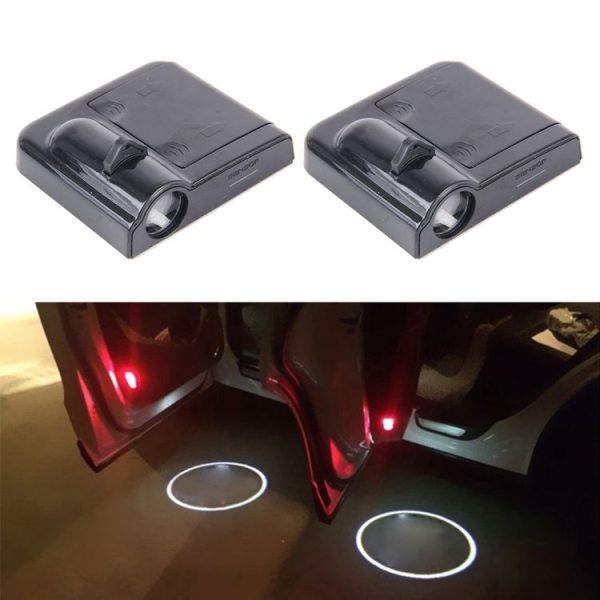 2 PCS LED Ghost Shadow Light, Car Door LED Laser Welcome Decorative Light, Display Logo for Benz Car Brand (Black)