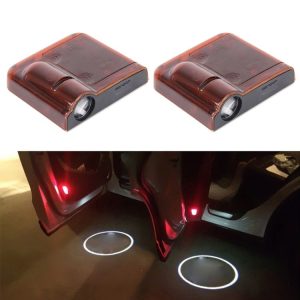 2 PCS LED Ghost Shadow Light, Car Door LED Laser Welcome Decorative Light, Display Logo for Audi Car Brand (Red)