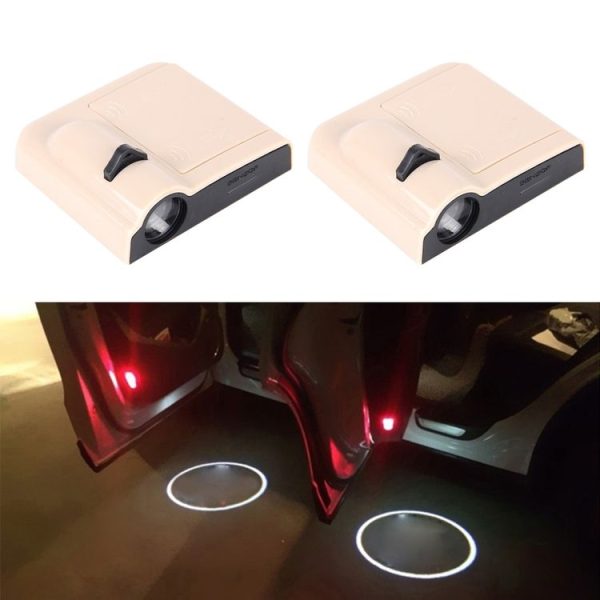 2 PCS LED Ghost Shadow Light, Car Door LED Laser Welcome Decorative Light, Display Logo for Citroen Car Brand (Khaki)