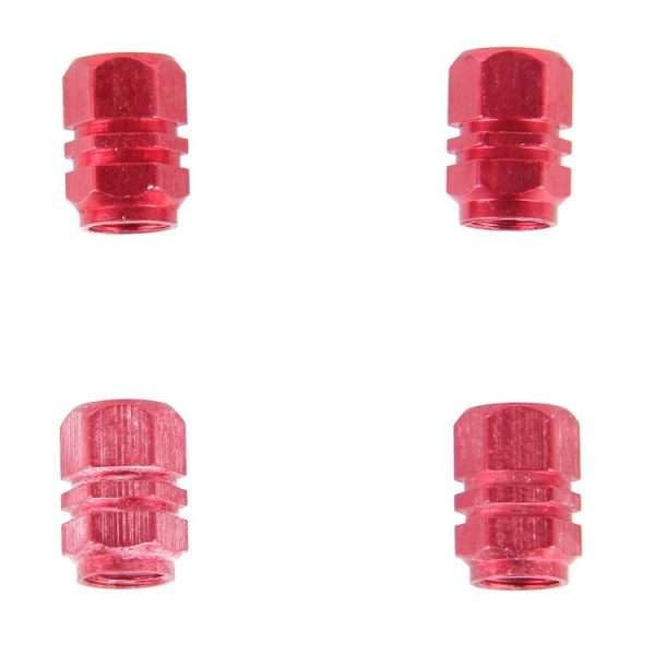 4PCS SA Metal Plated Hexagon Shape Universal Tire Valve Stem Cap (Red) - Image 2
