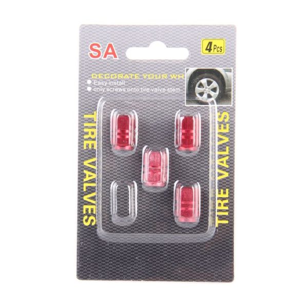 4PCS SA Metal Plated Hexagon Shape Universal Tire Valve Stem Cap (Red) - Image 6