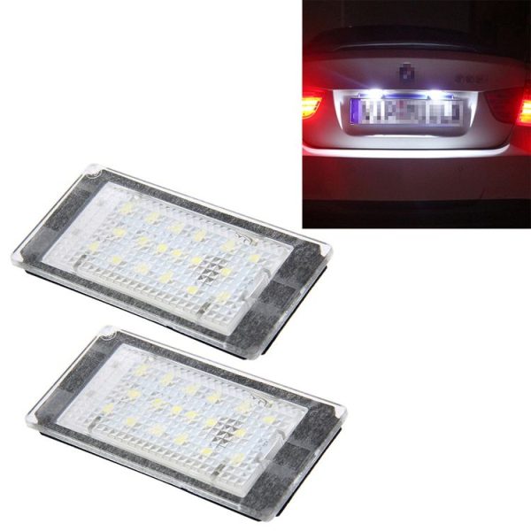 2 PCS License Plate Light with 18 SMD-3528 Lamps for BMW E46 2D M3 1998-2003, 2W 120LM, 6000K, DC12V (White Light)