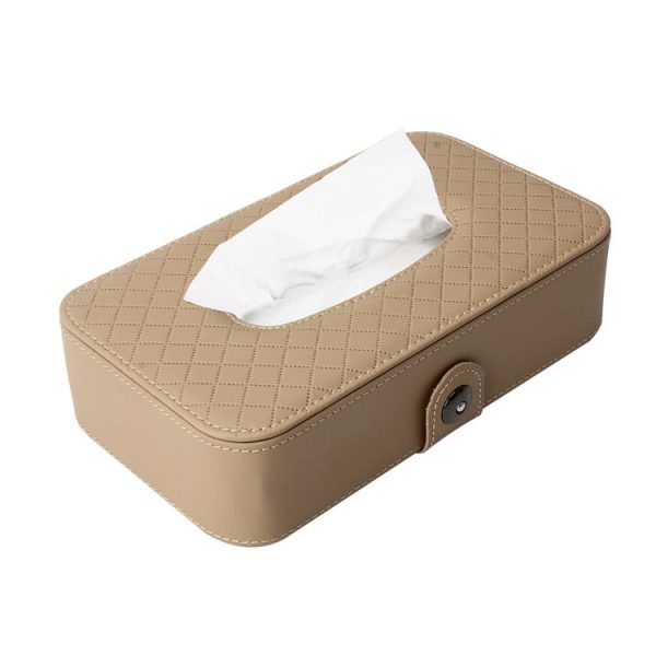 Universal Car Facial Tissue Box Case Holder Tissue Box Fashion and Simple Paper Napkin Bag with Napkin (Khaki)