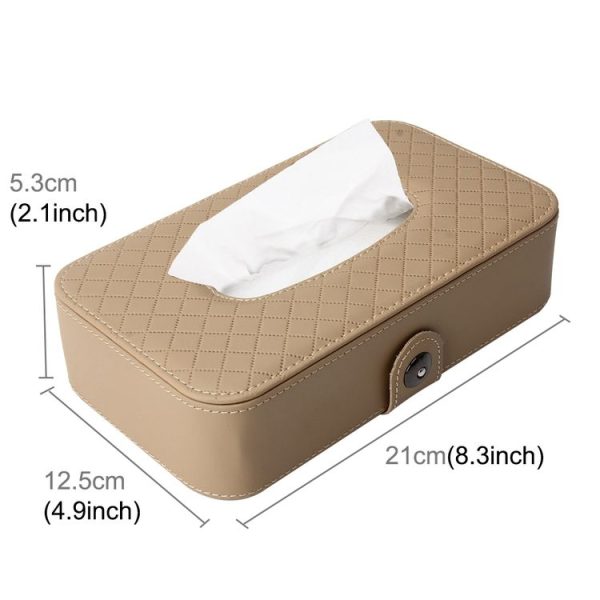 Universal Car Facial Tissue Box Case Holder Tissue Box Fashion and Simple Paper Napkin Bag with Napkin (Khaki) - Image 2