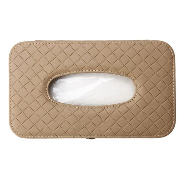 Universal Car Facial Tissue Box Case Holder Tissue Box Fashion and Simple Paper Napkin Bag with Napkin (Khaki) - Image 4