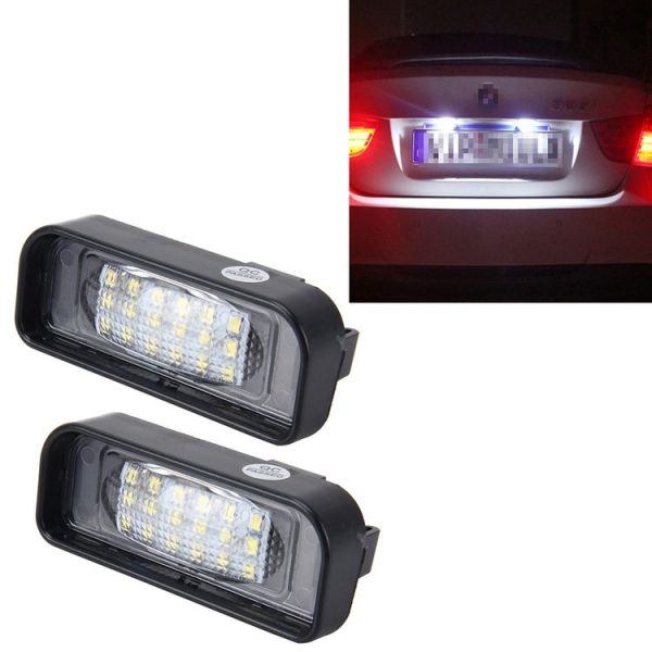 2 PCS License Plate Light with 18 SMD-3528 Lamps with Canbus for Mercedes-Benz W220, 2W 120LM, 6000K, DC12V (White Light)