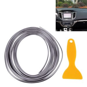 5m Flexible Trim For DIY Automobile Car Interior Exterior Moulding Trim Decorative Line Strip with Film Scraper (Silver)