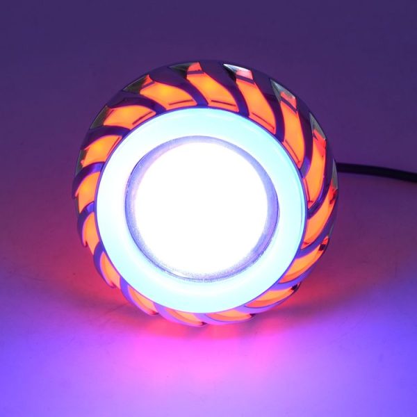 Motorcycle 30W DC 12V-85V LED Headlight Lens Built-in Whirlwind Double Aperture Angle Eyes + Devil Eye (Red Light) - Image 7