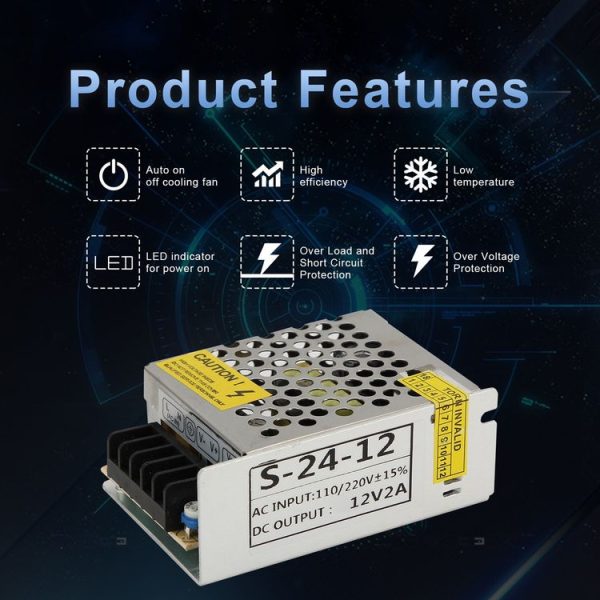 S-24W-12 24W AC 220V to DC 12V 2A Car Regulated Switching Power Supply - Image 7