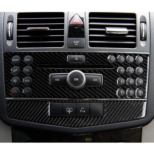Car Carbon Fiber Center Console Panel Decorative Sticker for Mercedes-Benz W204 C Class 2007-2010 - Image 6