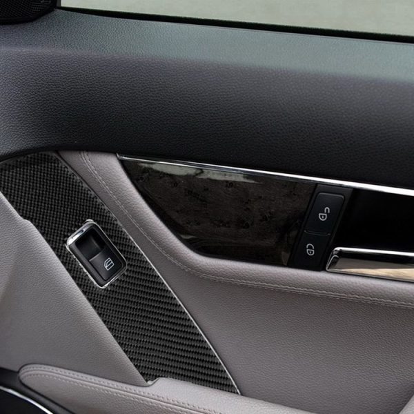 2 PCS Car Carbon Fiber Window Lift Panel Decorative Sticker for Mercedes-Benz W204 C Class 2007-2013, Left Drive - Image 5