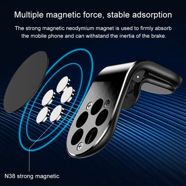 Car Metal Magnetic Air Outlet Mobile Phone Holder Bracket (Black) - Image 4