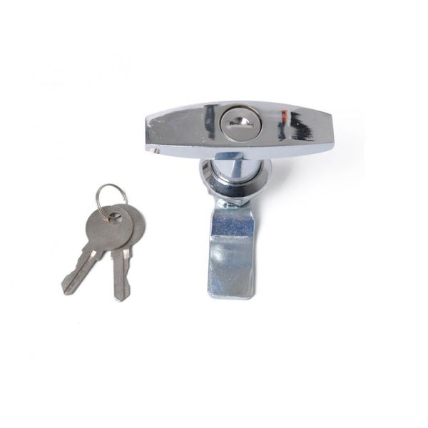 T Shape Handle Paddle Entry Door Latch & Keys Tool Box Lock for Trailer / Yacht / Truck (Silver)