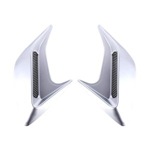 2PCS Plastic Decorative Air Flow Intake Turbo Bonnet Hood Side Vent Grille Cover With Self-adhesive Sticker (Grey)