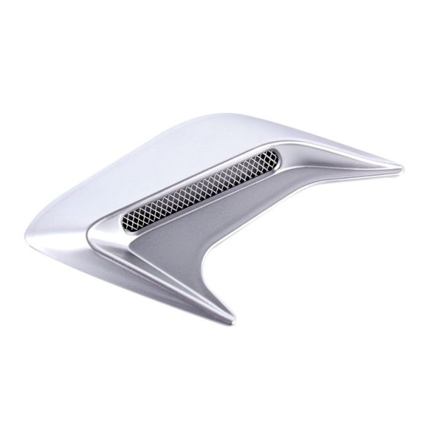 2PCS Plastic Decorative Air Flow Intake Turbo Bonnet Hood Side Vent Grille Cover With Self-adhesive Sticker (Grey) - Image 3